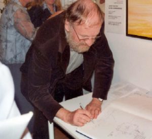 Willem Vermandere op bezoek in Expo samen met Peter Vermandere in Casino van Koksijde, 2002