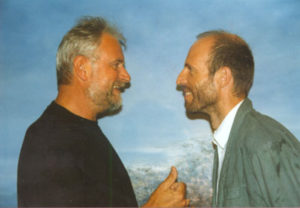 In the company of cabaret performer Karel Declercq, 1997